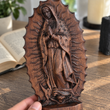 Our Lady of Guadalupe Hand-Carved Solid Beechwood Statue – Catholic Prayer & Home Blessing Decor