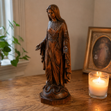 Hand-carved boxwood icon of the Immaculate Heart of Mary