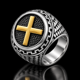 Vintage Cross Signet Ring, Religious Faith Men’s Ring