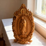 A Handcrafted Sanctuary: Our Lady of Guadalupe Wood Carving