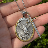 The Protection Amulet of St. Michael Archangel with a Sword Pendant Necklace