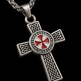 Knights Templar Celtic Knot Cross Necklace for Men, Red Enamel Templar Symbol Stainless Steel Pendant Product Parameters