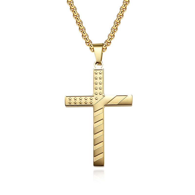 American Flag Cross Necklace