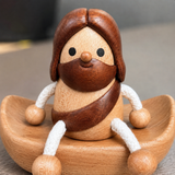 Handcrafted Jesus Car Display Number Plate Ornament, Made from Walnut and Beech Wood