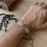 Stainless Steel Two-Tone Cross Cuff Bracelet – Christian Faith Jewelry