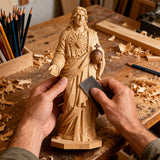 The Sacred Heart of Jesus — Hand-Carved Beechwood Statue | A Symbol of Divine Love, Mercy & Eternal Hope