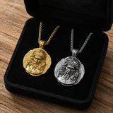 Crown of Thorns Jesus Double‑Sided Medallion Necklace, Stainless Steel Sacred Heart Pendant for Men Product Parameters