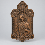 Sacred Heart of Jesus Hand-Carved Beechwood Plaque – Catholic Prayer, Home Blessing & Faith Gift