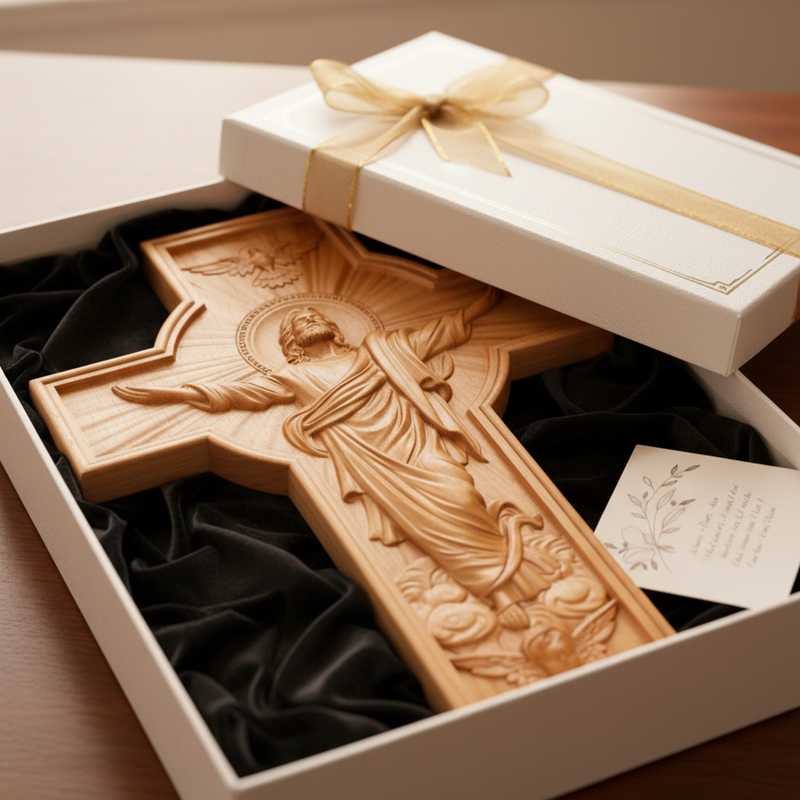 The Ascension Cross - Hand-Carved Jesus Crucifix with Holy Spirit
