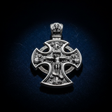 Double-sided S925k silver pendant depicting the Passion of Christ and St. George slaying the dragon.