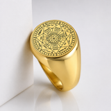 Vintage Titanium Seven Archangel Signet Ring - Amulet Against Evil Eyes, Curses, Spells