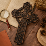 Solid Beechwood Celtic Cross - Hand-Carved Christian Wall Cross - Meaningful Religious Gift