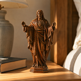 Hand Carved Sacred Heart of Jesus Virgin Mary Wooden Tabletop Ornament