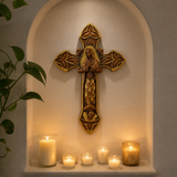 Hand-Carved Beechwood Our Lady of Guadalupe Wall Cross – Catholic Christian Home Décor