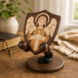 Beechwood Guardian Angel Adjustable Phone Stand – Faith-Inspired Wooden Desk Holder