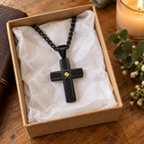 Braided Inlay Cross Necklace – Modern Christian Pendant for Men