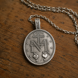 Pure Tin Miraculous Medal Virgin Mary Necklace