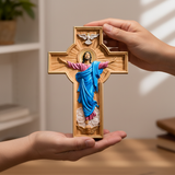 October New Release: Hand-Carved Painted Wood Cross — The Ascension of Christ