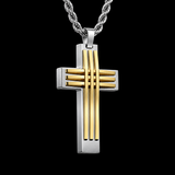 Modern Interwoven Stripe Cross Necklace – Bold Faith, Urban Style