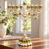 Vintage Floral Nine-Branch Menorah Candle Holder