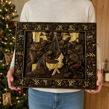 Krippe Holz geschnitzte Plakette, natürliche Buche Massivholz Religiöses Geschenk, Christliches Weihnachts geschenk