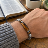 Faith Tiger Eye & Stainless Steel Men's Bracelet – Strength, Courage & Daily Reminder