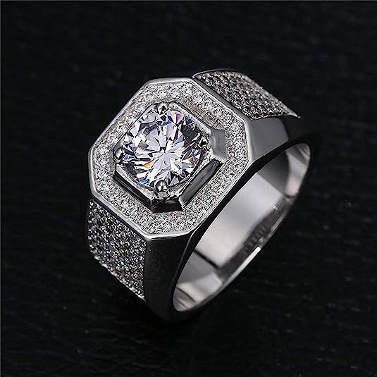 One Carat Super Luxury Moissanite Diamonds Men's Ring