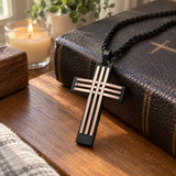 Modern Interwoven Stripe Cross Necklace – Bold Faith, Urban Style