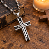 Layered Two-Tone Cross Necklace – Modern Christian Pendant for Men