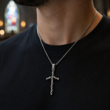 Vintage Thorn-Wrapped Cross Necklace – Christian Faith Pendant for Men and Women