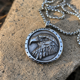 Vintage Double-Sided Embossed Bald Eagle Medal Stainless Steel Men’s Necklace