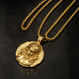 Crown of Thorns Jesus Double‑Sided Medallion Necklace, Stainless Steel Sacred Heart Pendant for Men Product Parameters