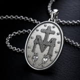 S925 Silver/Titanium Steel ‘Miracle’ Medallion Necklace - faith-inspired design detail
