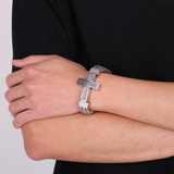Men’s Stainless Steel Cross Chain Bracelet – Bold Christian Faith & Strength Jewelry