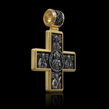 Double-Sided S925K Sterling Silver Sacred Heart and Saint Cross Pendant—Your Daily Spiritual Companion
