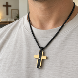 Modern Carbon Fiber Cross Necklace – A Bold Symbol of Faith & Strength