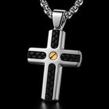 Braided Inlay Cross Necklace – Modern Christian Pendant for Men