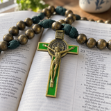 Catholic St. Benedict Rosary Necklace with Crucifix
