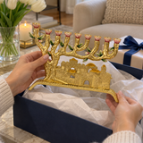 Golden Jerusalem 9-Branch Menorah: Light That Ties to the Holy City