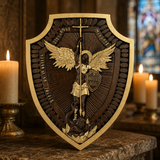 Guardian Michael Wood Carving - Handcrafted Spiritual Shield & Heirloom Gift