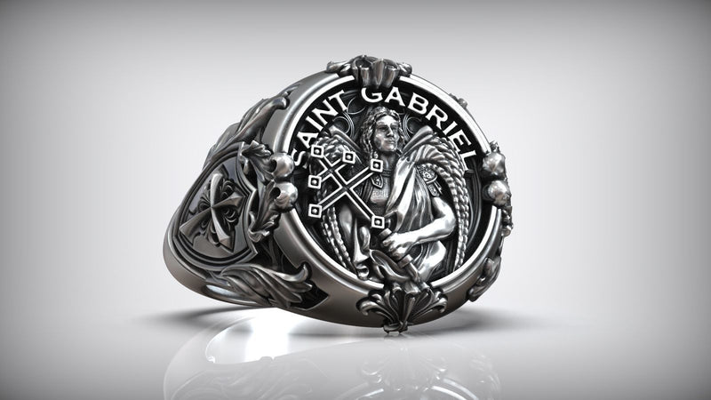 St. Michael Archangel Holy Sword Gabriel Angel S925K Silver Ring