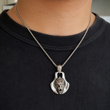 Men’s 3D Lion Head Shield Stainless Steel Vintage Necklace