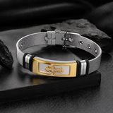 Men’s Christian Cross Mesh Bracelet – Stainless Steel Faith Wristband in Gold or Black
