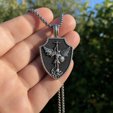 Saint Michael Shield Pendant Necklace – Pure Tin Protection Medal