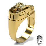 European and American punk style fashionable personalized lighter shape 18k gold plated ring