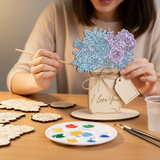 Mother's Day Wooden Flower Card DIY Craft Kit | Paint an Everlasting Bouquet of Love for Mom