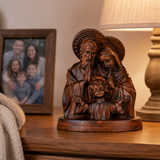 Holy Family Round Wooden Tabletop Ornament