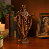 Hand Carved Sacred Heart of Jesus Virgin Mary Wooden Tabletop Ornament