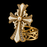 Christian Cross Ring Collection – A Beautiful Symbol of Faith, Hope & God's Love | Gold Crystal & Pearl Cross Keepsake Gift