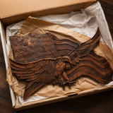 Eagle & Flag Wood Wall Plaque - Handcrafted American Heritage Tribute